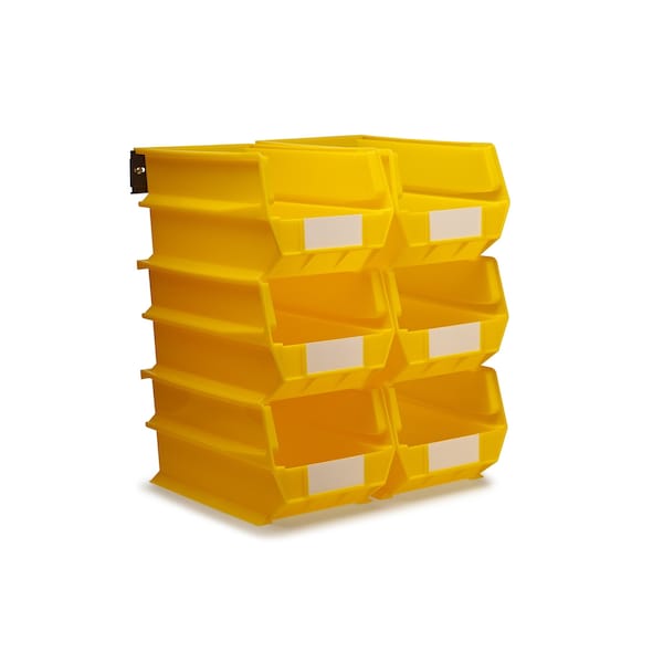 Triton Products Wall Storage Unit W/ (6) 14-3/4" L x 8-1/4" W x 7" H Yellow Bins & Wall Mount Rails 3-240YWS - main